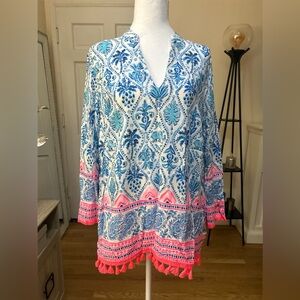 Printed V-neck tunic